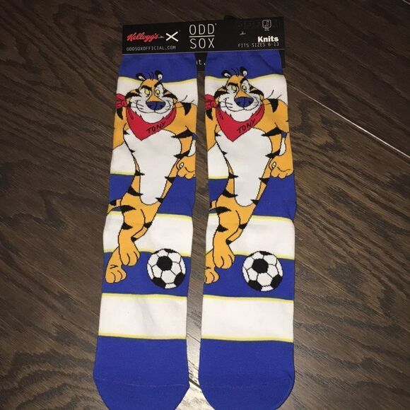 Tony the Tiger Kellogg’s Frosted Flakes Duke Blue stripe Soccer Ball Crew Socks - Picture 1 of 2